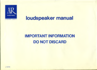 Acoustic Research AR-2AX-AR-3A-AR-4XA-AR-5-AR-6-AR-7-AR-8 - Owners Manual 